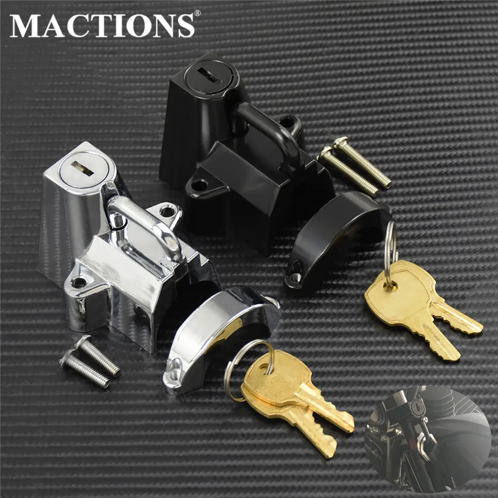 Universal Motorcycle Handlebar Helmet Lock With 2 Keys Black/Chrome Handle Bar Tube Key Lock For Harley 7/8