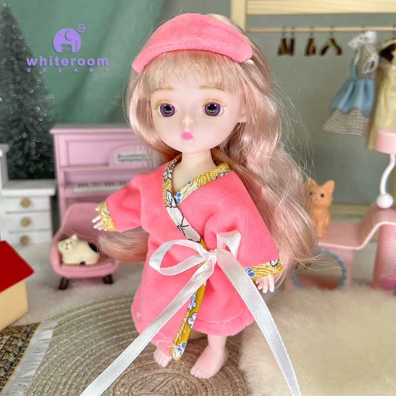 1/12 Mini BJD Doll 13 Movable Joints Casual Fashion Princess Clothes Suit Accessories Decoration Multicolor Hair Girl Gift Toy