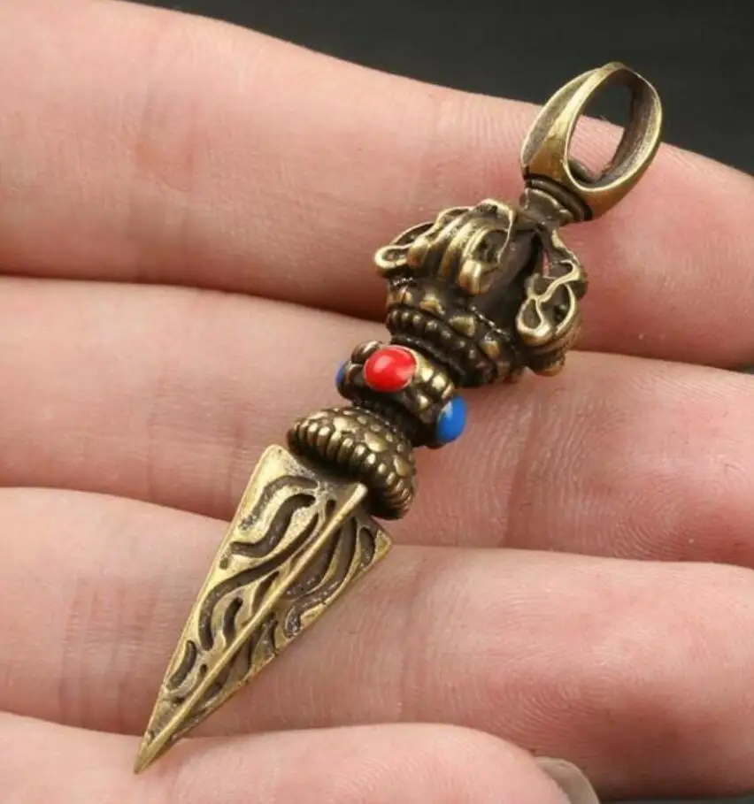 Copper Statue  Chinese Bronze Exquisite Phurba Dagger Holder Xiangmo-chu Pestle Pendant Exorcise Evil Spirits Statue