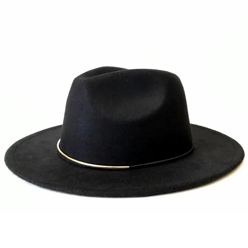 With Wide Brim cap Gentleman Elegant Lady Winter Autumn Jazz Caps Women Men Wool Vintage hats Gangster Trilby Felt Fedora Hat