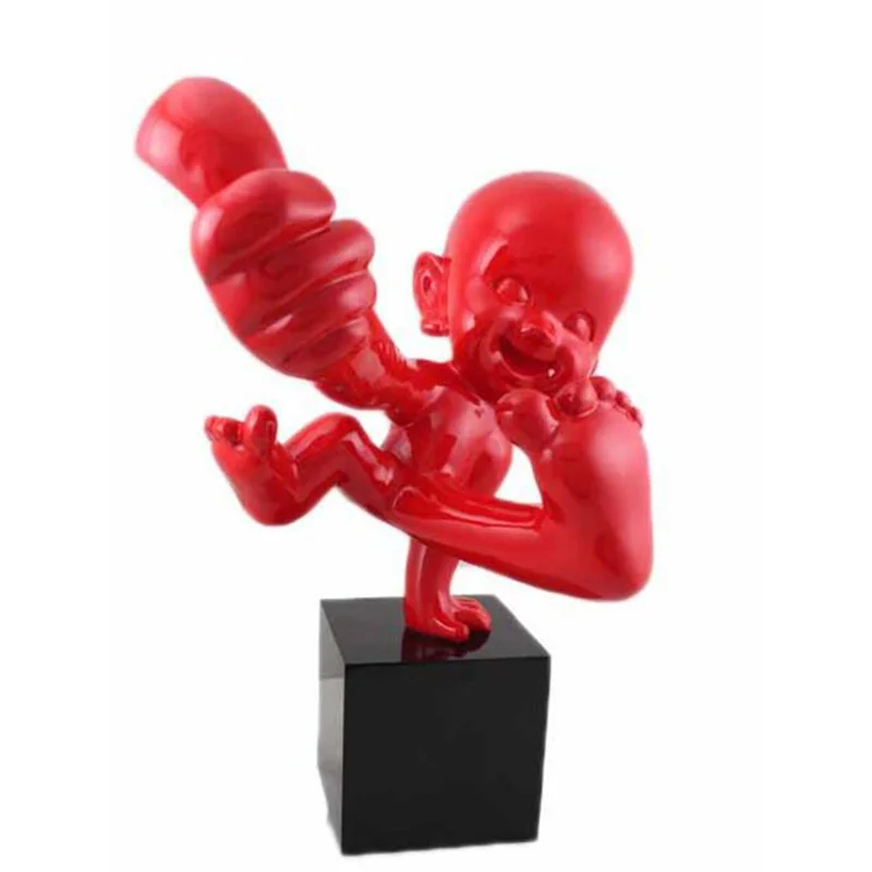 ديكور الغرفة الثناء الرجل الأحمر التماثيل شخصيات مجردة المنحوتات اكسسوارات المنزل التماثيل الداخلية الراتنج حلية الهدايا #6