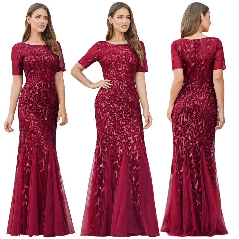 Vestidos de Noche elegantes con lentejuelas de sirena, de fiesta con Apliques de encaje vestido largo, vestido Formal de noche para mujer, vestido de celebridad