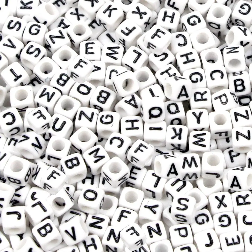 100PC/Pack 6/7/8MM Acrylic Square Letter Beads DIY Handmade Materials Sewing Craft Supplies Clothing Buttons Bracelet Decoration
