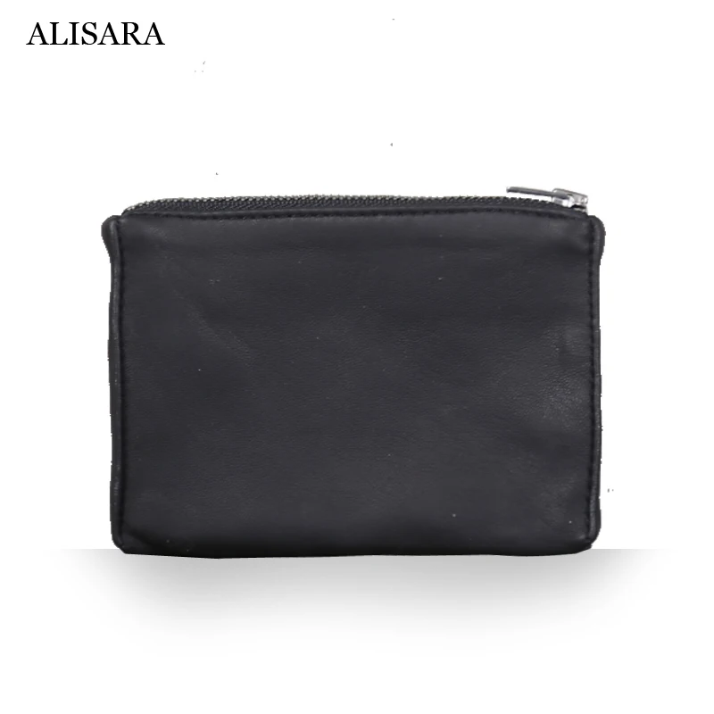 

Alisara Coin Purses Ladies Genuine Leather Top End Sheepskin Men Casual Storage Car Key Wallets Simple Mini Organizer Card Bag