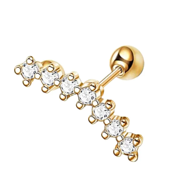 Crystal Flower Tragus Piercing Earring, Flat 16G