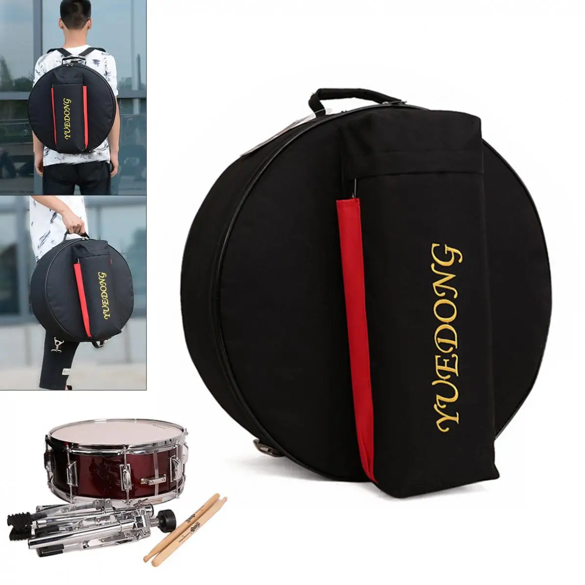 

14 Inch 17cm Height Snare Drum Bag 15mm Add Cotton Drum Sticks Stand Percussion Instrument Waterproof Oxford Backpack