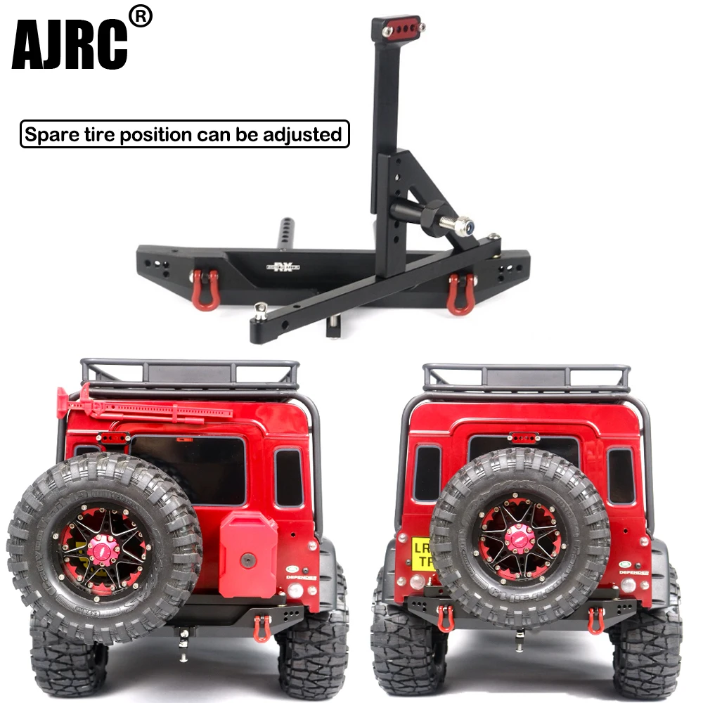 For Trax Trx-4 Defender Axial Scx10 Ii 90046 90047 Metal Rear Bumper Can Be Fitted With Spare Tires