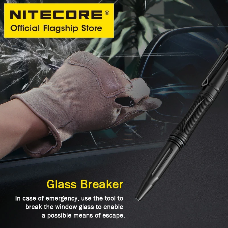 NITECORE NTP21 Aluminum Alloy Multifunctional Portable EDC Tactical Pen for Emergency Glass Break Writing Survive Self-Defense