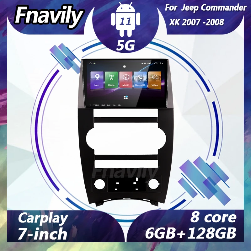 Fnavily 9'' Android 11 Car Radio For Jeep Commander XK dvd player car video stereos GPS Navigation DSP audio android 2007 - 2008