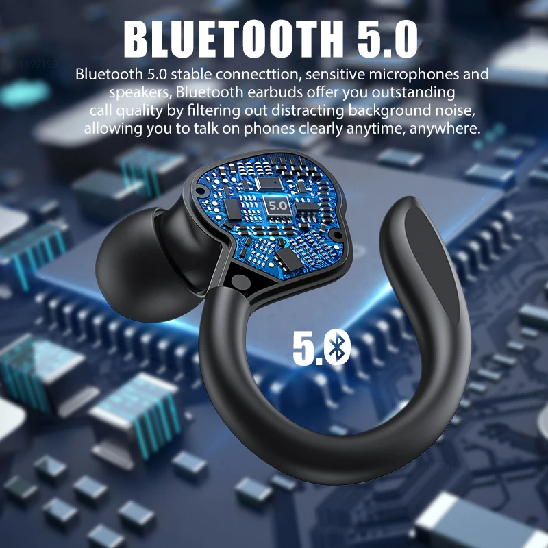 Tws Bluetooth Koptelefoon Met Microfoons Sport Oorhaak Led Display Draadloze Hoofdtelefoon Hifi Stereo Oordopjes Waterdicht Headsets