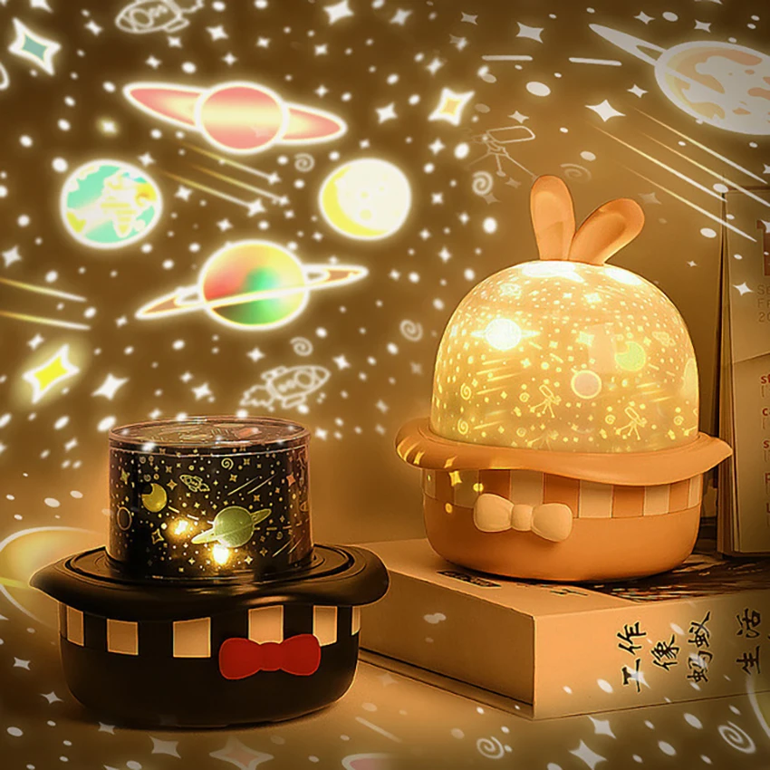 星空の投影ランプ,LED, USB充電,回転常夜灯,クリエイティブ,子供の誕生日プレゼント,寝室の装飾