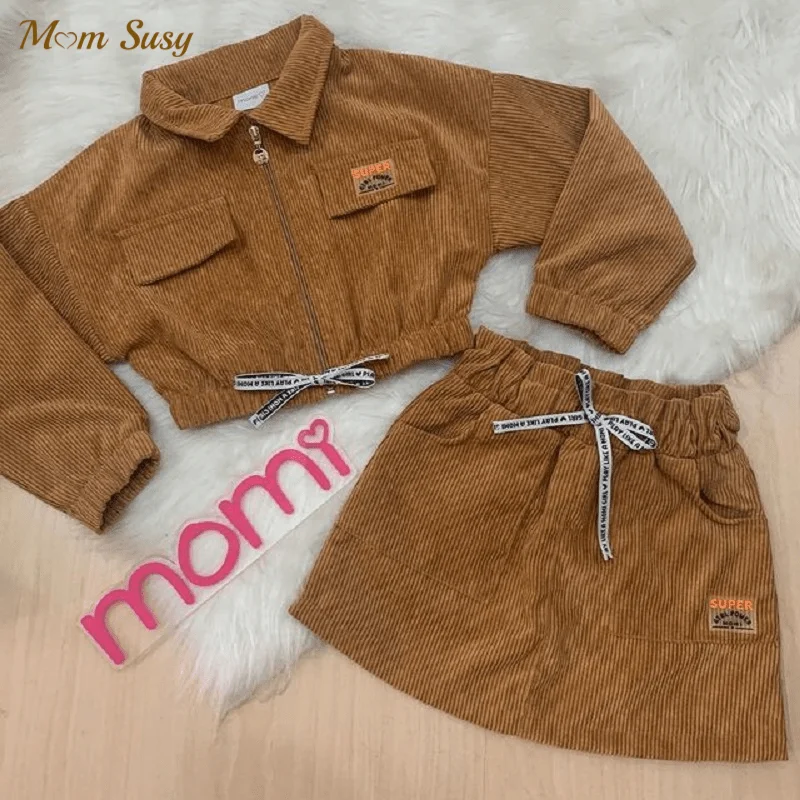 

Fashion Baby Girl Corduroy Clothes Set Jacket+Denim Skirt 2PCS Infant Toddler Child Long Sleeve Clothes Baby Clothes Outfit 1-7Y