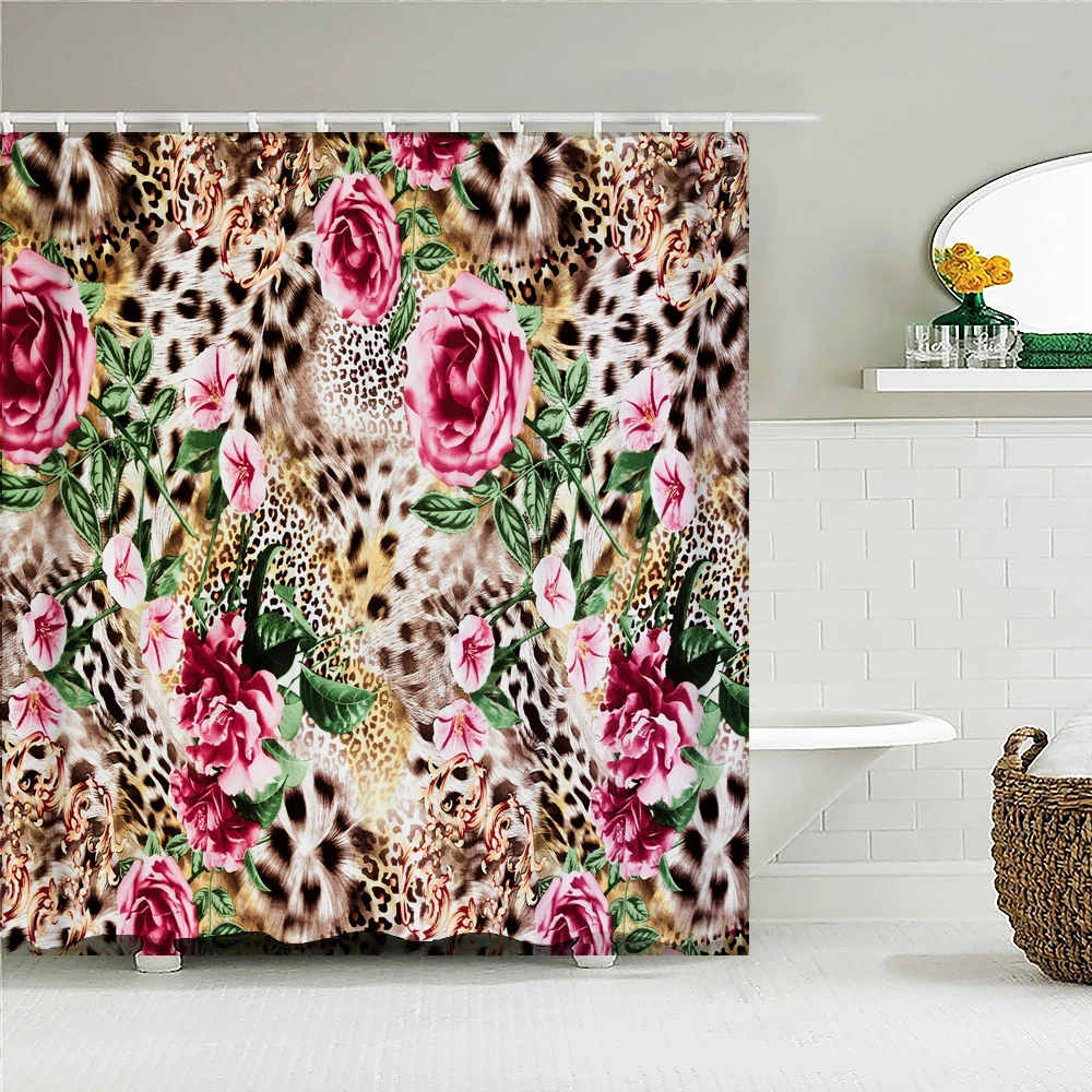 Sexy leopard 3d Shower Curtains Waterproof Fabric Geometric Flower  Bathroom Curtain With Hooks Decor 180*200cm Bathtub Screen