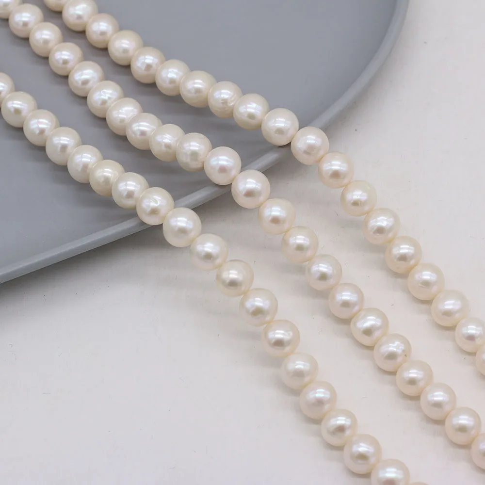 Real Natural Freshwater Top Pearls Beads White Round Loose Pearl Bead For Jewelry DIY Charm Bracelet Necklace Accessories Making