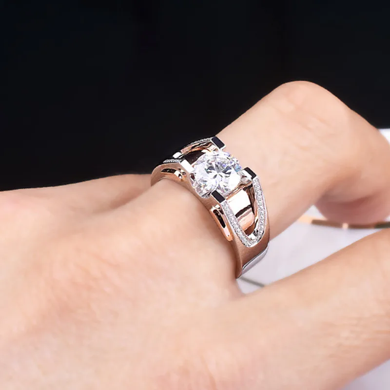 Crystal Zircon Diamonds Gemstones Bague Finger Band Rose Gold & White Silver Color Rings for Men & Women Fashion Jewelry Gifts 6