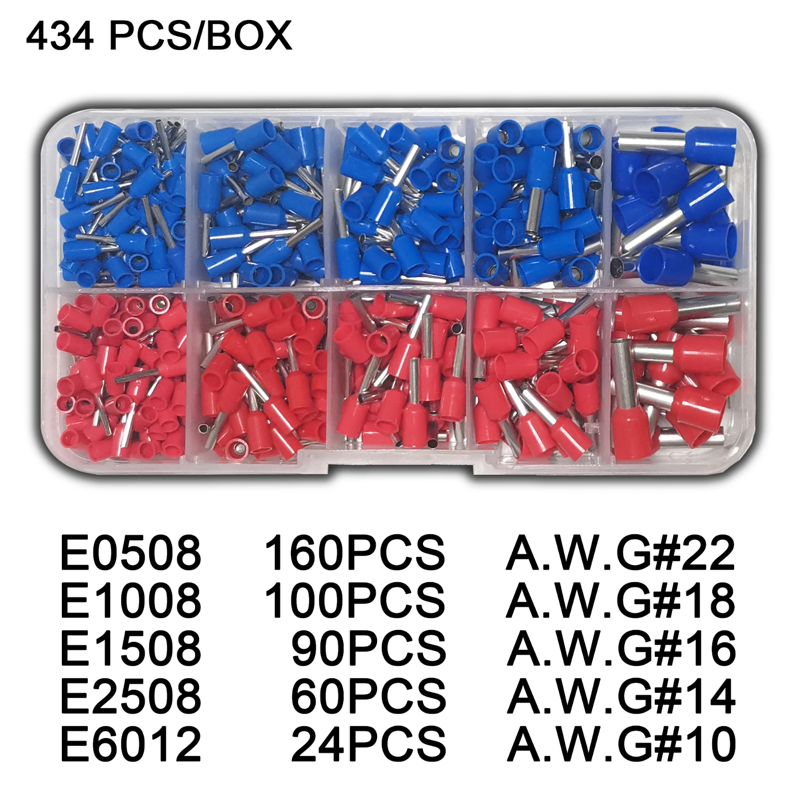 Tubular Terminal Various Styles Box-packed Electrical Tube Ferrule Terminal Insulated Wire Connector Crimping Kit Set