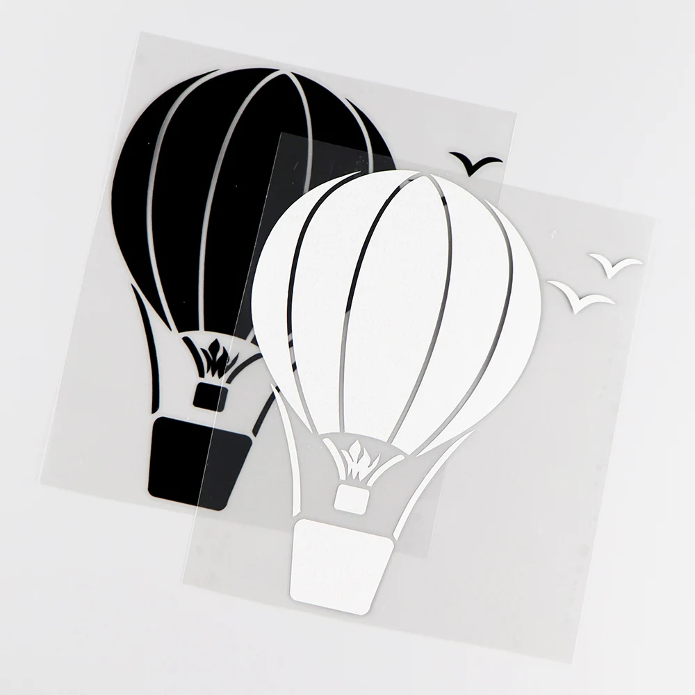 YJZT 13.2X15.5CM  Personality Hot Air Balloon Flies Into The Sky Funny Car Sticker Vinyl Decals  Black / Silver 10A-0283