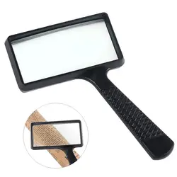 Handheld Rectangle Magnifier Magnifying Thick Glass Optical Lens Reading Loupe