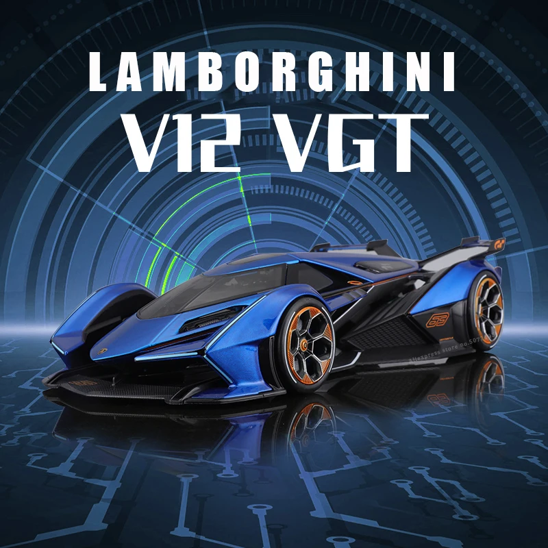 

Новая модель автомобиля Maisto Lamborghini V12 VISION, модель из сплава, подарок для мальчиков, голубой, 1:18