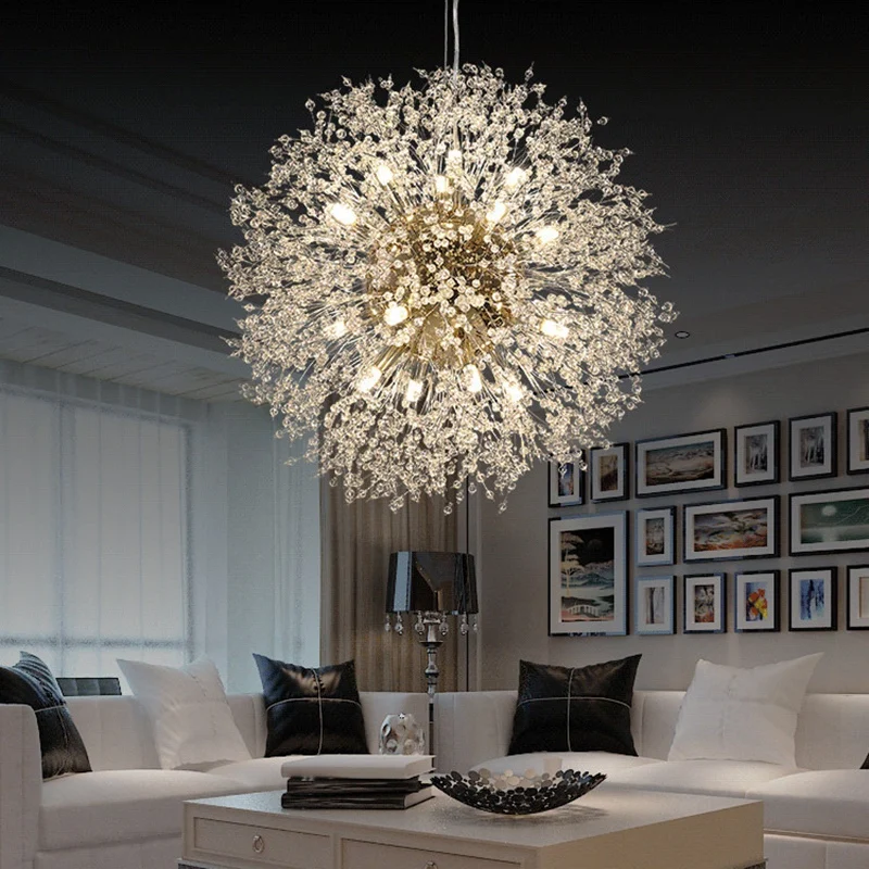 

Nordic Dandelion Design Led Chandelier Pendant Hanging Lamp Crystal Loft G9 Chandelier Lighting For Living Room Lustres Fixture