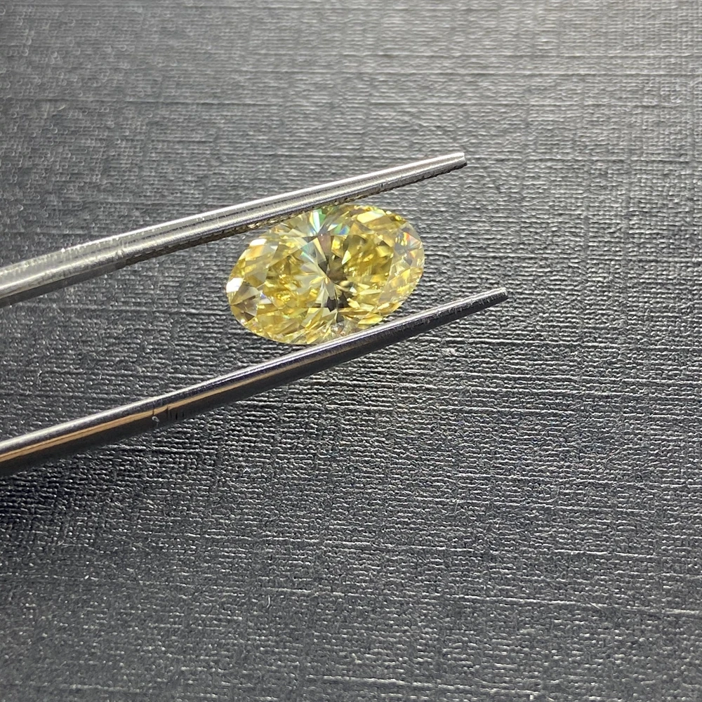 VVS1 Fancy Yellow Oval Cut Moissnaite GRA 5x7mm 1carat Synthetic 7x9mm 2cts Loose Stones Price