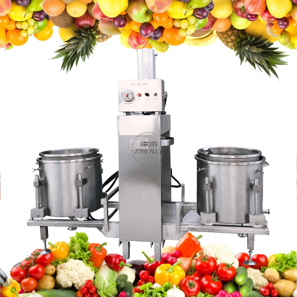 Double bucket Commercial Fruit Juicer Juice Extractor Hydraulic Sugarcane Orange Cold Press Filter Juice Maker Machine