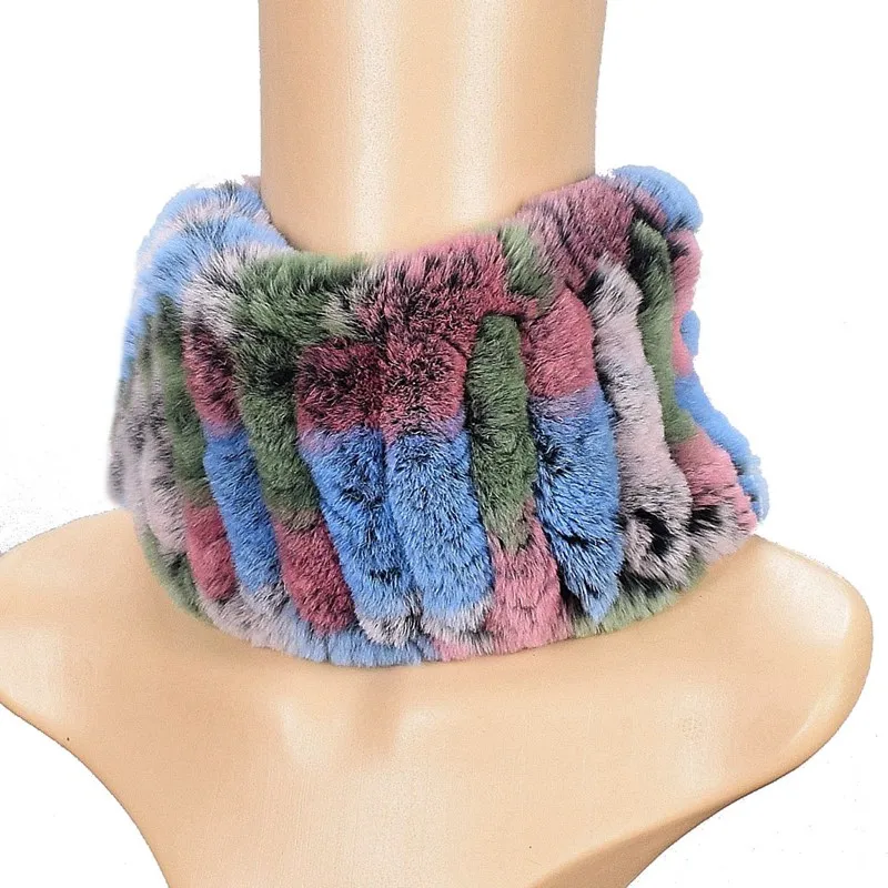 Multi Color Lady Fashion Autumn Winter Genuine Rex Rabbit Fur Neck Rings Women Scarves  Wraps LF21010QX