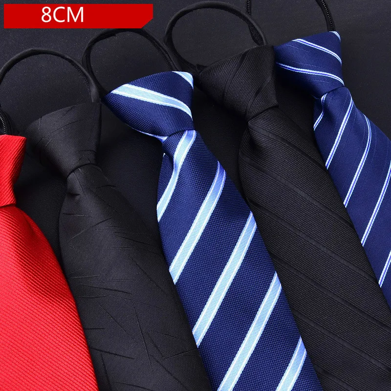 

Men's Zip-up Tie 8cm Aadjustable Dressed Business Groom Wedding Stripe for Man Gift