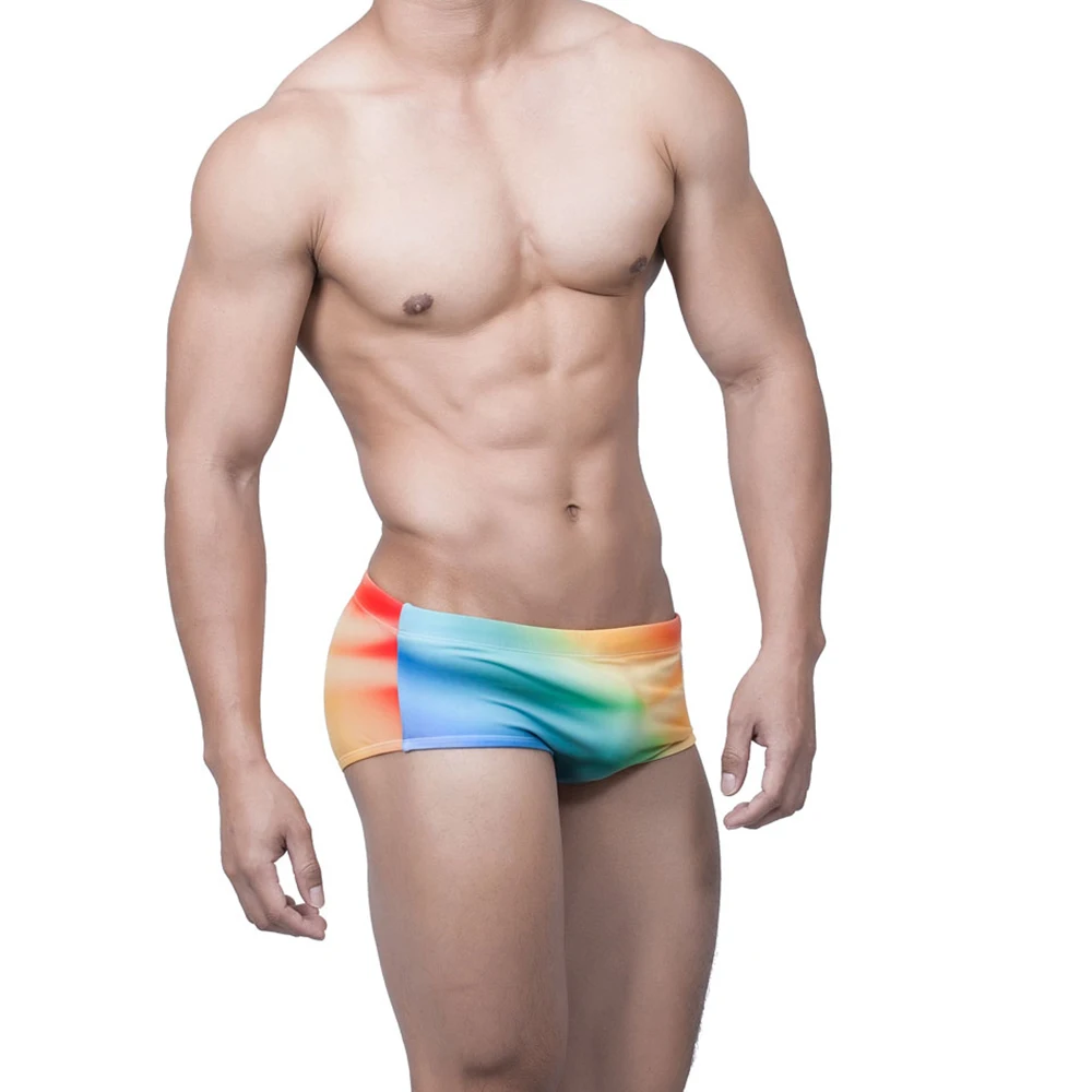 Sexy Mens Swimming Trunks Quick Dry Gradient Pouch Pad Push Up Swimwear Summer Male Sport Surfing Bathing Suit Zwembroek Heren