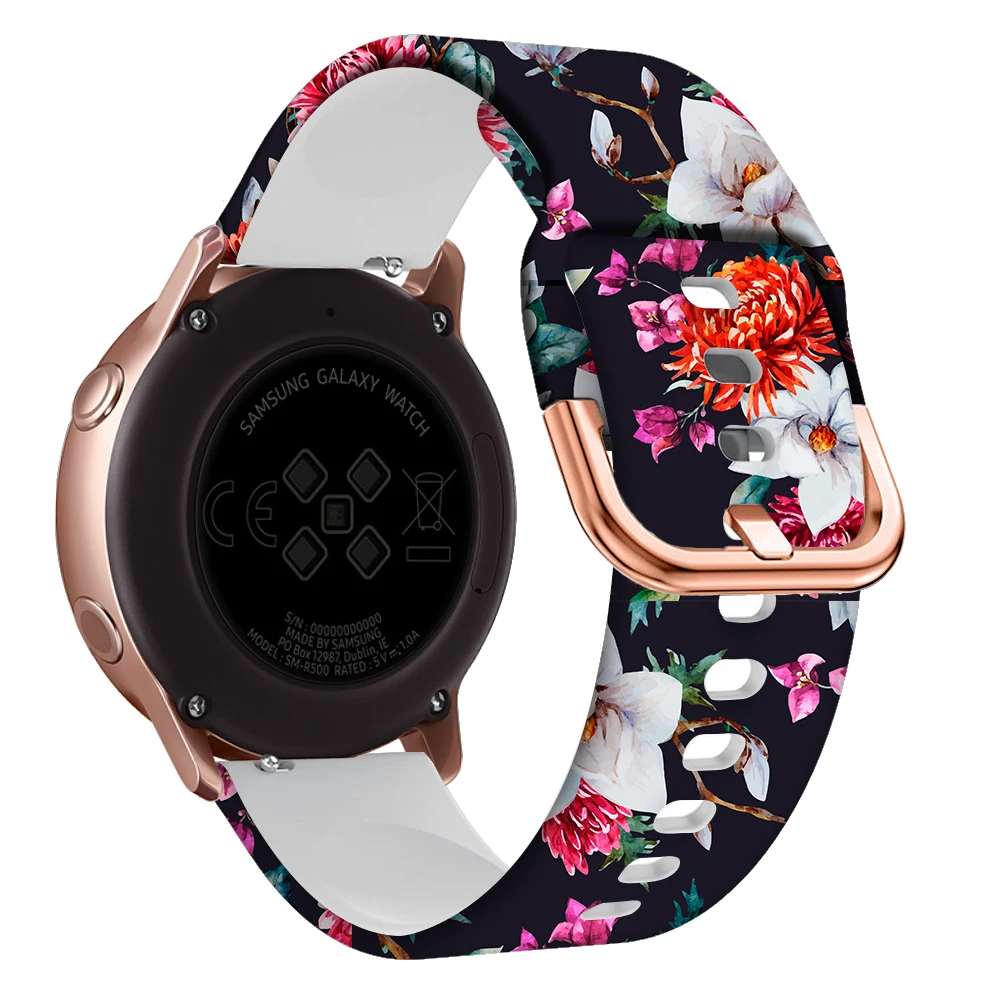 Correa de silicona con impresión de 20mm para reloj Garmin Approach S40/vivoactive 3/HR/3t/645, correa de pulsera para Garmin Venu SQ /Move 3