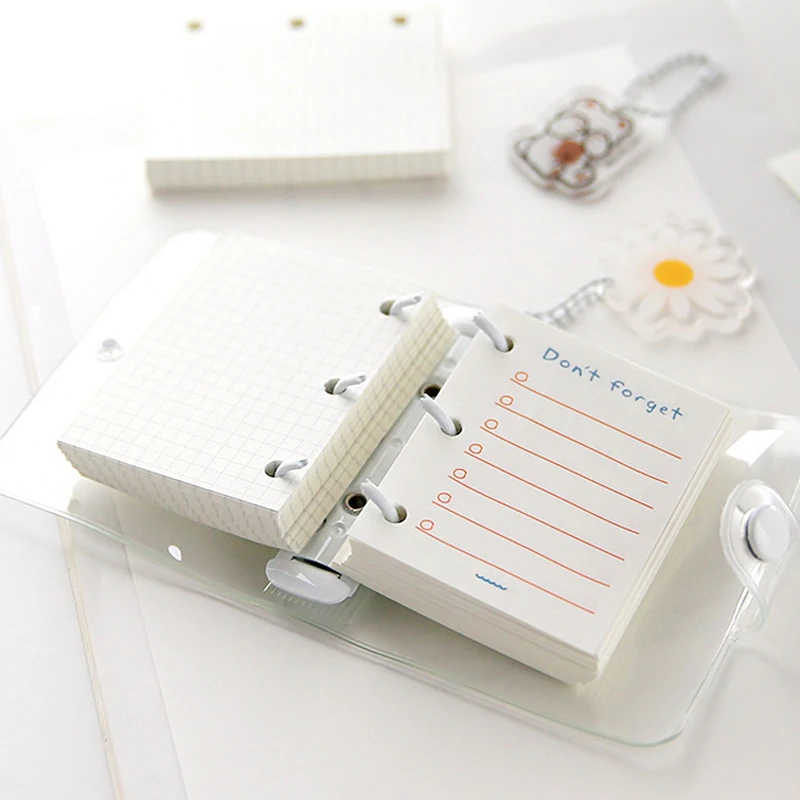 Creative Cute Transparent 3 Rings Mini Loose-leaf Hand Book Student Portable Notebook Ring Binder Kawaii School Supplies