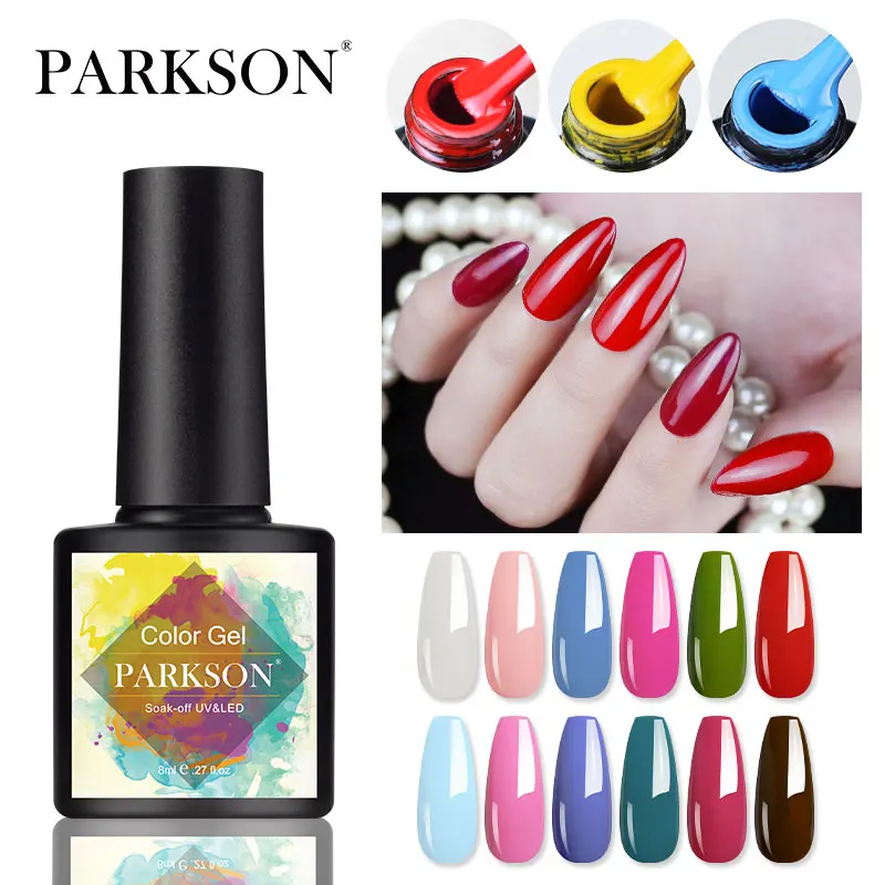 Parkson UV Gel Nail Polish 8ml Red Green Black Soak Off Nail Art Gel Varnish For Manicure Top Base Coat 114 Colors Nail Polish