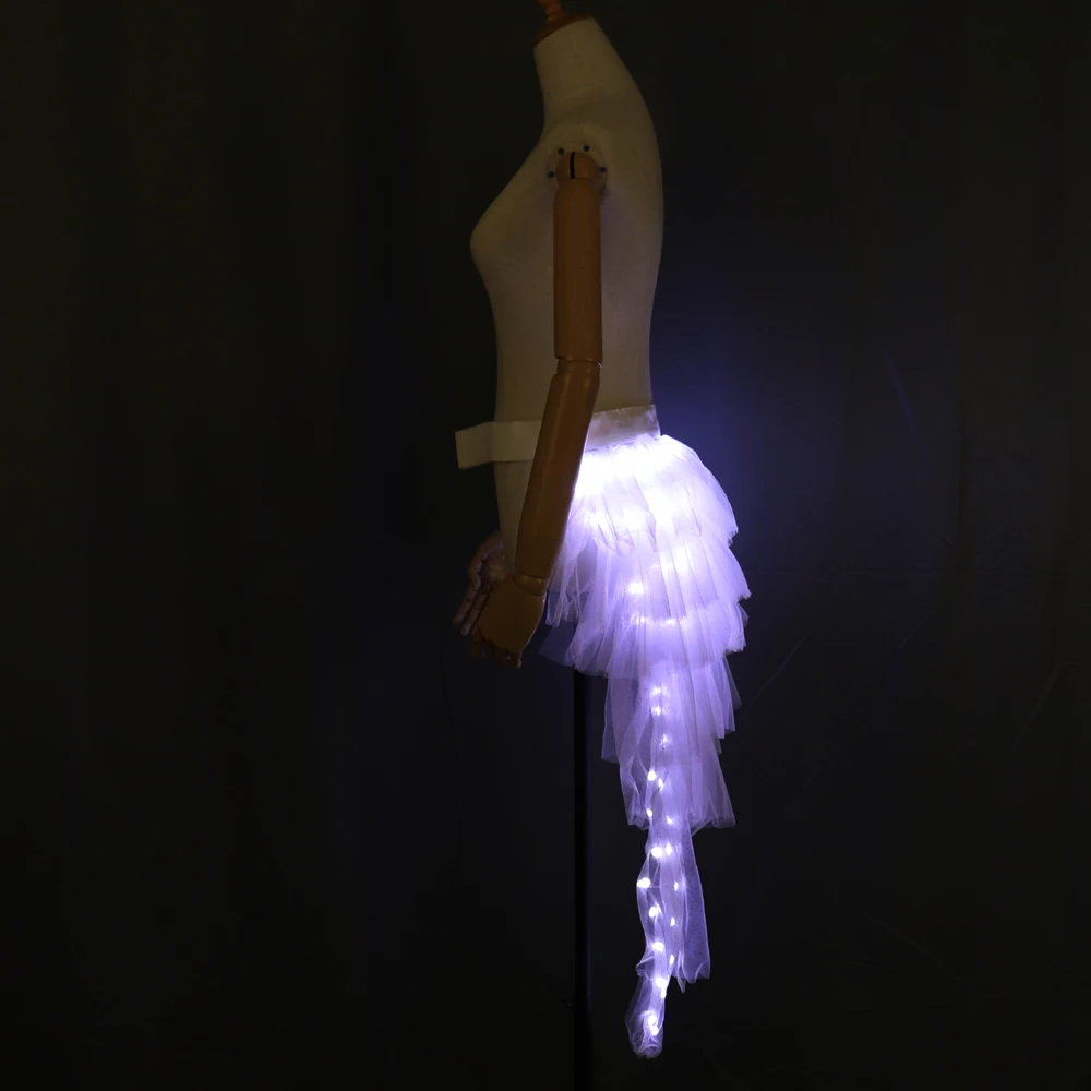 Women LED Ballet Skirt Dance Clothes Ballet Fashion Sexy Black Swan Mesh LED Costume Dance Skirt
