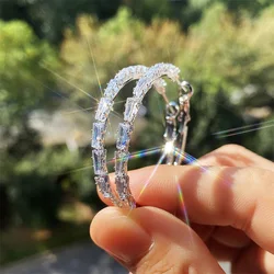 CAOSHI Brilliant Crystal Earrings for Lady Micro Pave Shiny CZ Round Circle Earring Top-quality Party Jewelry Trendy Accessories