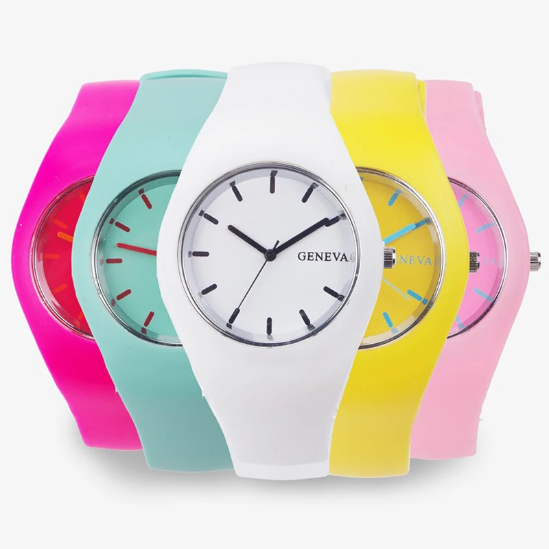 Geneva Watches Women Cream Color Ultra-thin Fashion Gift Silicone Strap Leisure Watches Sport Wristwatches Women's Jelly Watches