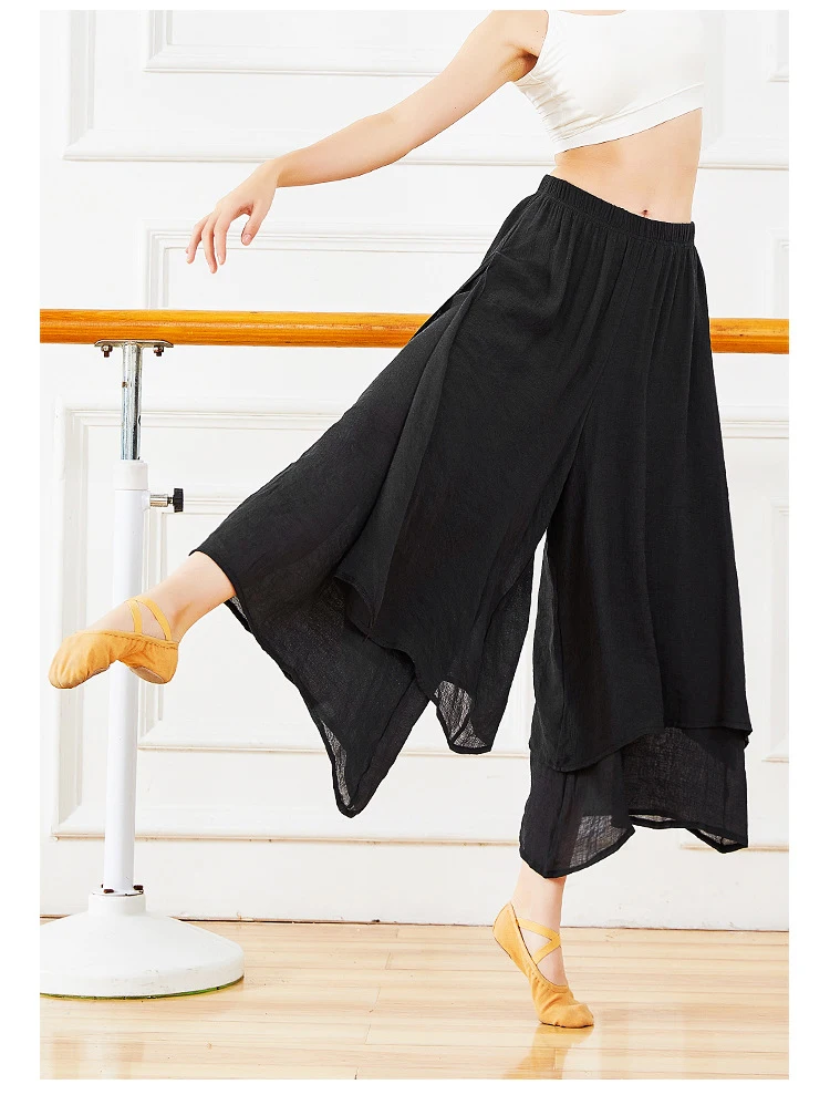 Ladies Dance Costume Classical Dance Pants Women Daily Training Wear  Black Red Pink Grey Wide-Legged Chiffon Dance Pant