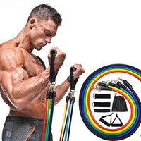 Fitness Resistance Bands Pulling Rope Expander，11 Pcs Set Home Gym Portable Exercise Equipment， Yoga Stretch Training Band