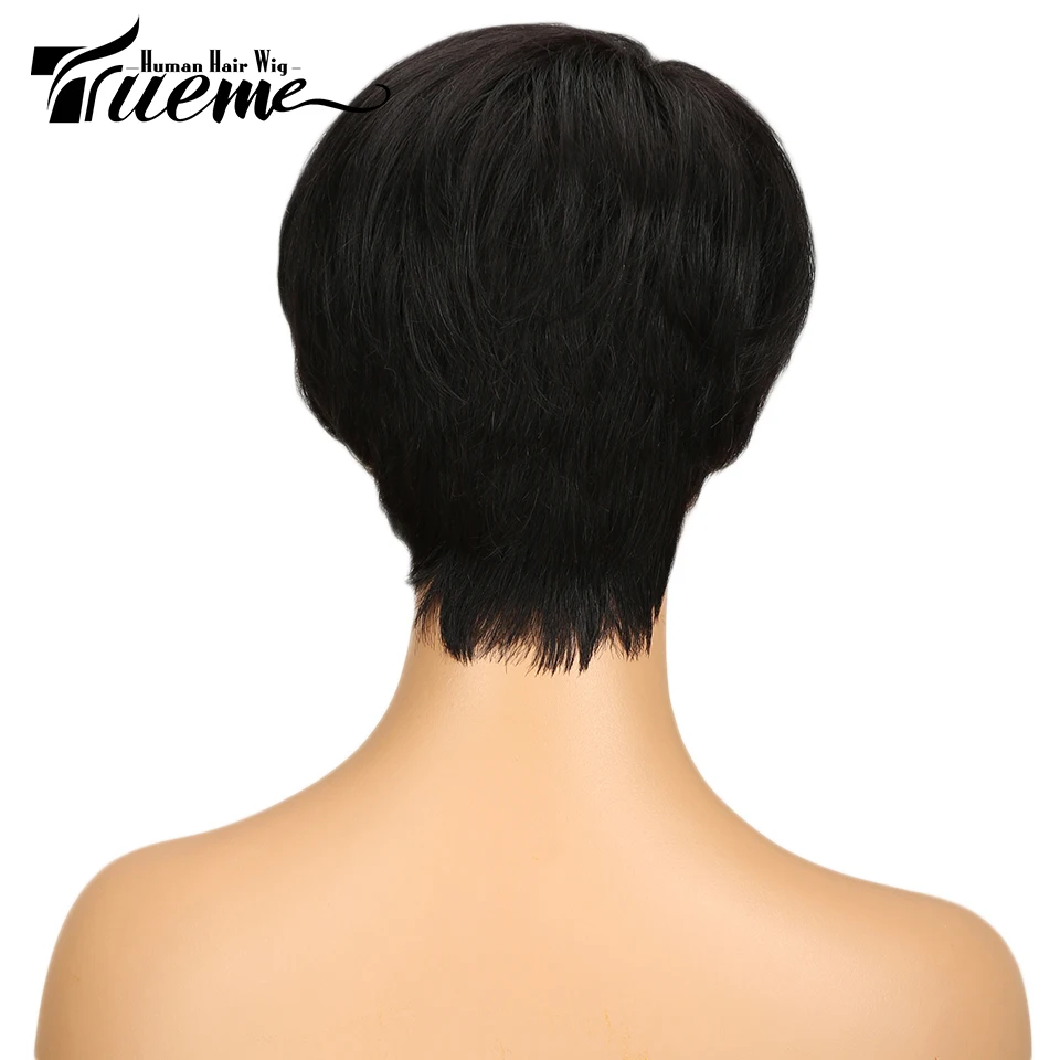 Trueme Short Human Hair Wigs Fashion Pixie Cut Human Hair Wigs For Black Women Ombre Pink Red Grey Brazilian Straight Full Wigs