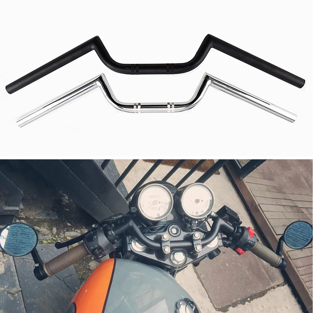 22mm Motorcycle Handlebars Type M Drag Bar Vintage Bike Cafer Racer Tracker Chopper Bobber Cruiser Steering Wheel Handle Bars