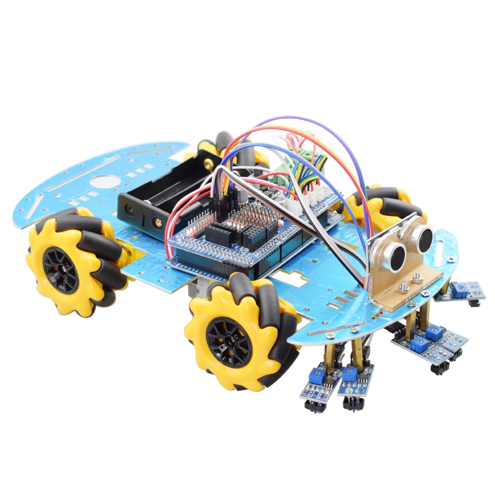 Line Tracking Obstacle Avoidance Smart Mecanum Wheel Robot Car Kit for Arduino Mega2560 Ultrasonic Sensor Tracking Module DIY