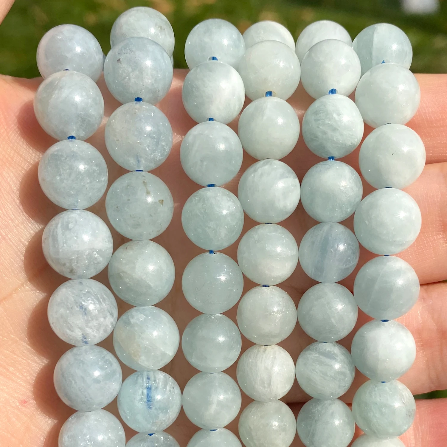 

Natural Aquamarine Stone Round Loose Spacer Beads For Jewelry Making Bracelet Necklace 15inches/strand 6/8/10/12mm pick size