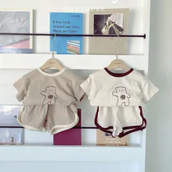 MILANCEL Summer Infant Baby Bear Print T-shirt and Shorts Suits Cotton Toddler Set Casual Infant Clothes