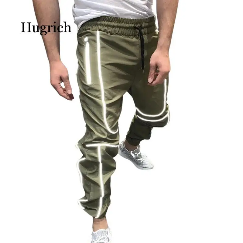 Men Sport Reflective Pants Jogger Night Running Pants Training Gym Fitness Men Pencil Joggers Long Slim Pants Jogging Sportswear
