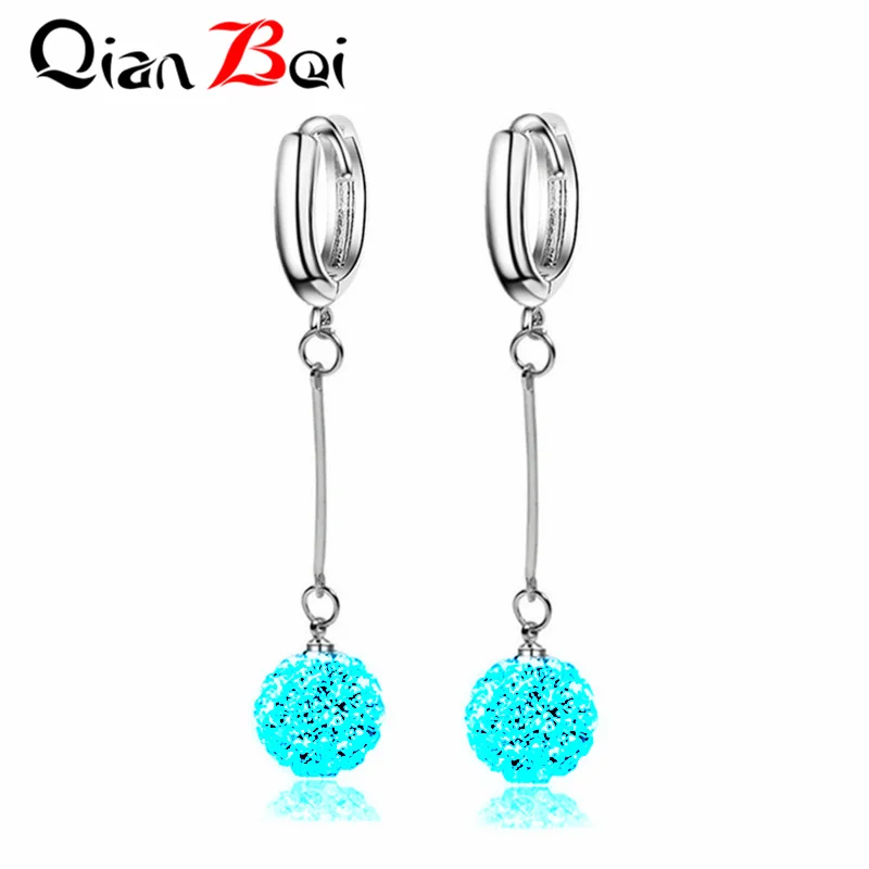 QianBei-Multi-Color Ball Crystal Round Silver Earrings for Women, Fashion Jewelry, 13 Colors, New Arrival