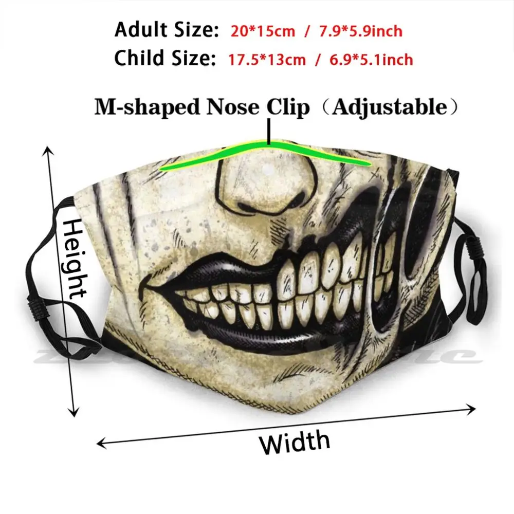 Inky Angel Face Mask Mask Cloth Reusable Print Filter Washable Ink Machine Ink Machine Angel Cartoon Horror Game Videogame