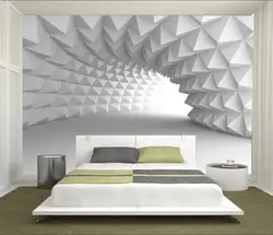 Customized size mural, tunnel space color decoration painting, white gypsum effect wall sticker, tunnel wallpaper wall painting
