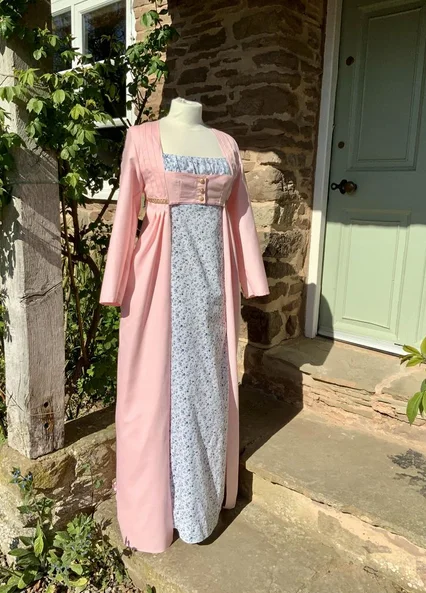 Costumebuy Regency Dress Jane Austen Pastoral Style Spencer Open Robe Village Gown Victorian Medieval Ball Dress Custom made