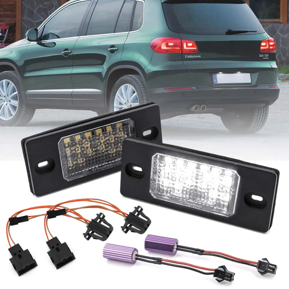 

2pcs Canbus LED License Number Plate Light For VW GOLF Touareg 2002-2010 Tiguan Passat B5 5D SKODA Fabia MK1 6Y Porsche Cayenne