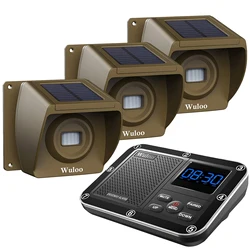 Wuloo  Solar Driveway Alarms Wireless Outdoor 1/3Mile Long Range Weatherproof Rechargeable Motion Directors Home Security System