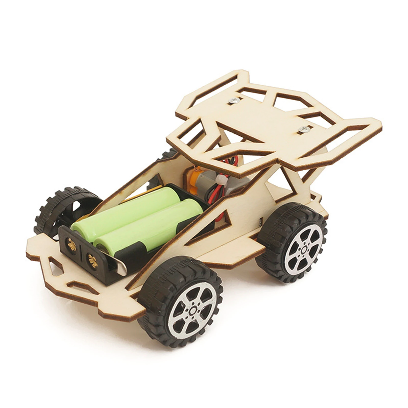 DIY Assembly Racing Wooden Electric Car Vehicle Model Blocks DIY Kids Assembling Toy Science Experiment Kit Children Educational